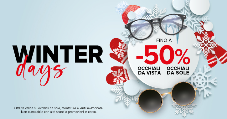Winter Days - fino a -50% su occhiali da vista e occhiali da sole